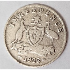 AUSTRALIA 1922 . THREEPENCE AUSTRALIA 1922 . THREEPENCE